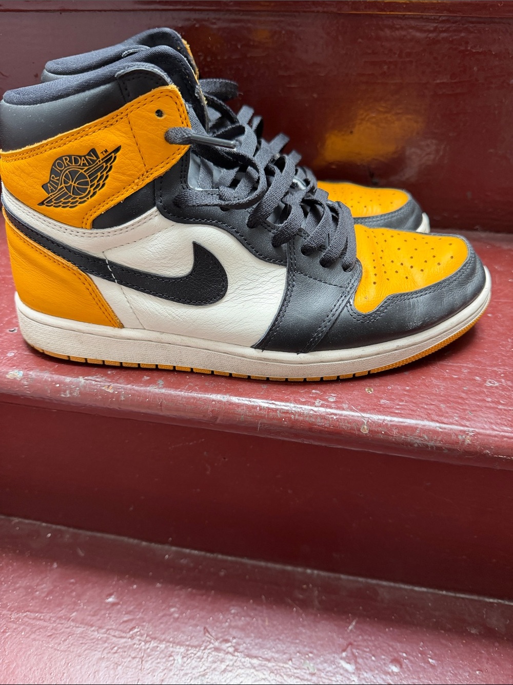Jordan Retro High-Top Sneakers in Black, White & Orange - Picture 2 of 4